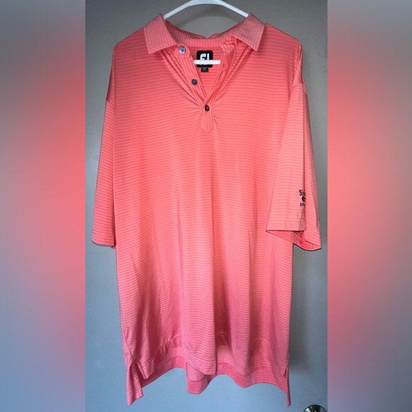NBW: FootJoy Men’s Striped Golf Polo, size XL, coral/ peach color - Picture 1 of 6